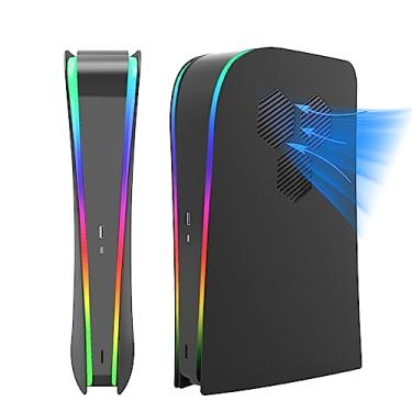 Imagem de PS5 Faceplate with RGB Light bar,Dust Filter for Cooling Vents LED Strip Light Console Cover for PlayStation 5 Digital Edition DIY Decoration Kit Accessories-Black
