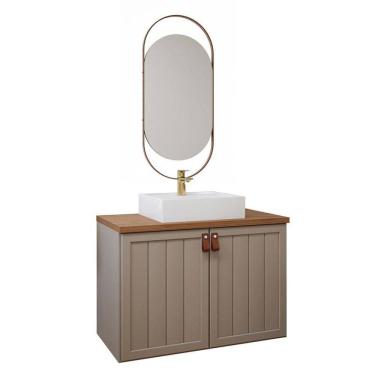 Imagem de Gabinete de Banheiro Alure  80 com espelho Lumini Cappuccino/Freijo - MGM