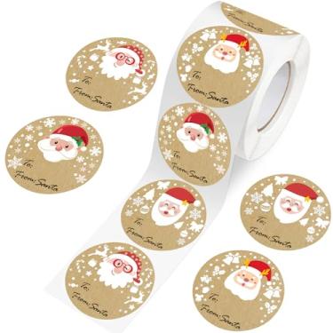 Imagem de Etiquetas de Kraft de 5 cm para adesivos de Natal para presente Kraft natural, etiquetas de nome de Natal para caixas, bolsas, envelopes, decoração de pacotes, 200 peças