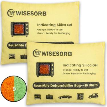 Imagem de Wisesorb Desumidificador recarregável seguro para armas, pacotes dessecantes indicadores com janela transparente para armazenamento, pacotes reutilizáveis de gel de sílica, absorvedores de umidade