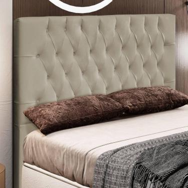 Imagem de Cabeceira Cama Box Queen Diamante 160cm Veludo Bege