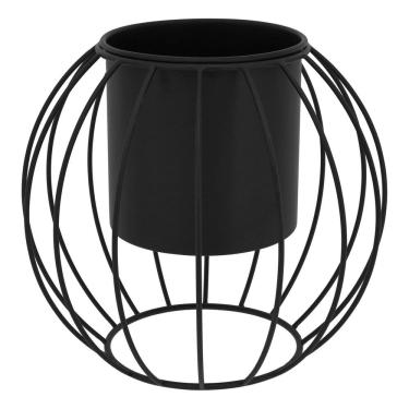 Imagem de CACHEPÔ METAL 25x29x29cm PRETO VASO DECORATIVO PLANTA