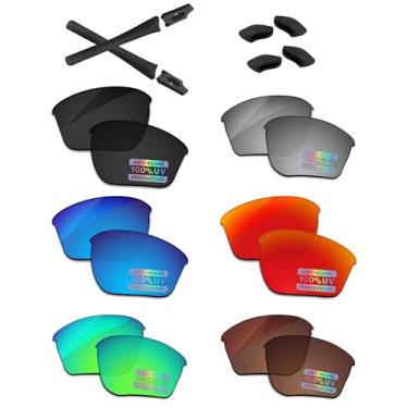 Imagem de Bowyer 6 pares de lentes polarizadas e kits de borracha para óculos de sol Oakley Flak Jacket XLJ - Preto + Espelho de titânio + Espelho Azul Surf + Espelho Vermelho Fogo + Espelho Verde Jade + Marrom