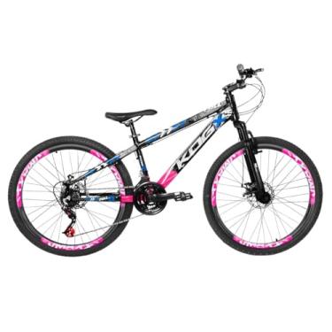 Imagem de Bike Aluminio Aro 26 KOG Viking x25 Freeride 21v Aro Aero Folha Dupla Vmaxx Freio a Disco com Suspensão de 80mm,13.5,Preto com Rosa Azul