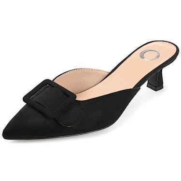 Imagem de Journee Collection Sapato feminino Vianna Kitten Salto Mules bico fino, Preto, 7