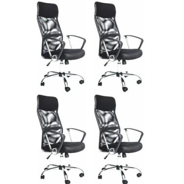 Imagem de Kit 4 Cadeira de Escritorio Presidente Comfort Preto