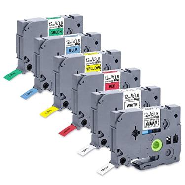 Imagem de LaBold Etiqueta Tape TZe para etiquetadora Brother P Touch, pacote com 6