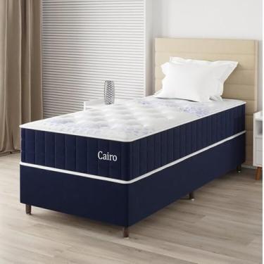 Imagem de Conjunto Colchão Mola Ensacada e Base Box Solteiro 67x88x188cm Cairo Yescasa Azul