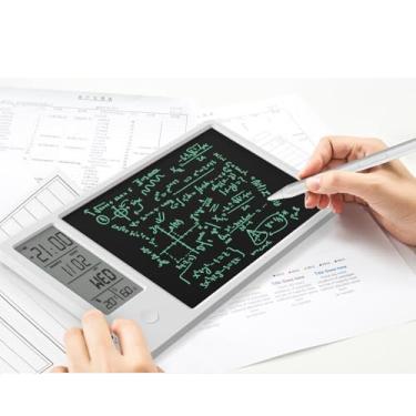 Imagem de Calendário de Mesa Digital, Calendário Eletrônico Com Placa de Escrita LCD de 9,5 Polegadas, Display de Temperatura e Umidade, Lembretes de Memorando Personalizados, Calendário