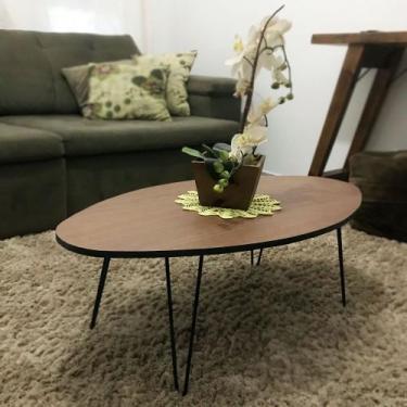 Imagem de Mesa de Centro Oval Wave em Madeira MDF para Sala - Villandry - Genus 