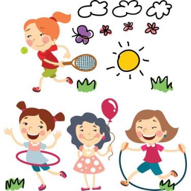 Imagem de Adesivos de Parede Infantil Meninas Brincando - Quartinhos