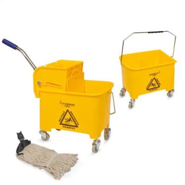 Imagem de Mop Espremedor Carrinho Flex Com Refil e Garra Base Cinza 20L  Profiss