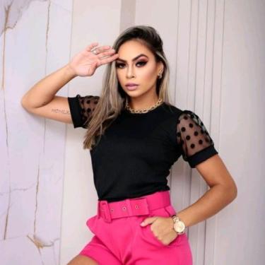 Imagem de blusinha manga bufante canelada tuli bolinha princesa t- shirt - M&K S