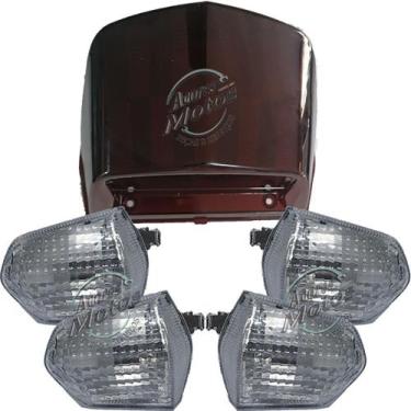 Imagem de Kit Lente Pisca Seta Pop 110i Com 4 + Lente Lanterna Fume ou Cristal -