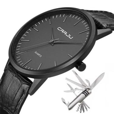 Imagem de Relógio Masculino Casual Ultra Fino De Luxo + Canivete Inox - CRRJU, P