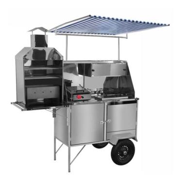 Imagem de Carrinho Churrasco Cachorro Quente e Lanche com Toldo Cefaz