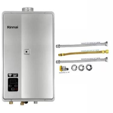 Imagem de Aquecedor De Água a Gás Rinnai E33 FEH 33 litros PRATA Gás GN + Kit Li