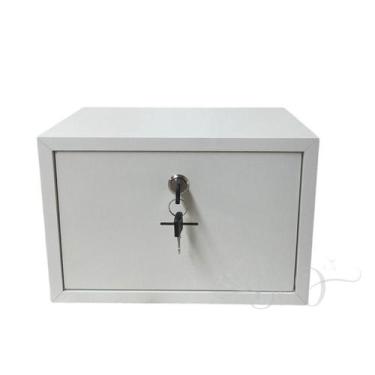 Imagem de Cofre Com Chave Em Mdf 15mm Branco Cofrinho 30x20x20cm - B&D Artigos p