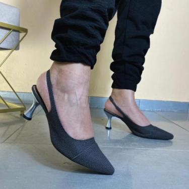 Imagem de Scarpin Bicolor Aberto Atrás Salto Fino Confort 191 - Mozione, Napa pr