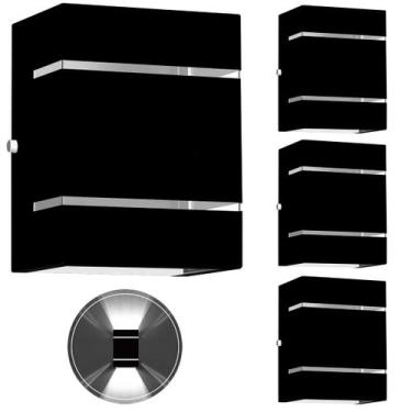 Imagem de 4 Arandelas Externa 2 Frisos Foco Fachos Parede Muro Preto - MARRYLUZ