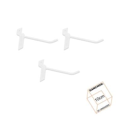 Imagem de Gancho Para Painel Canaletado 10cm Branco Kit 20 Unidades - LM Balcoes