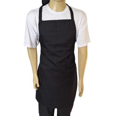 Imagem de Avental preto oxford com bolso e amarração tamanho único - VEIGA
