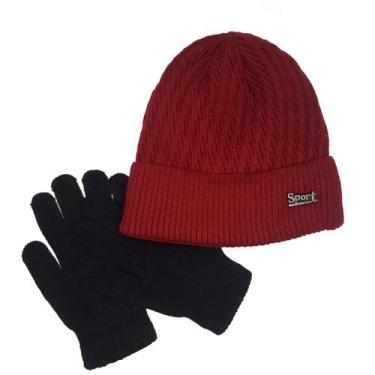 Imagem de Touca Masculina Sport Com Forro Pelinho Para Inverno+Luva Lã - JM SPOR