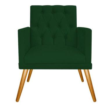 Imagem de Poltrona Decorativa Nanda Pés Palito Mel Sala de Espera Recepção Suede