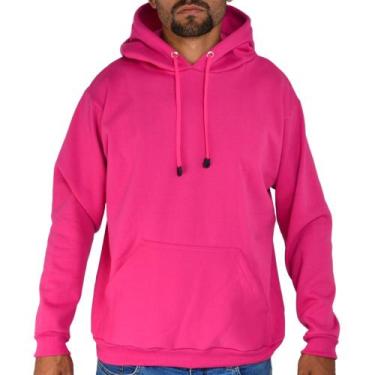 Imagem de Blusa Moletom Liso Canguru Capuz Bolso Masculino - cla cle , Rosa, M