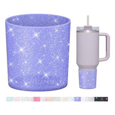 Imagem de WUQID Bota de silicone superior com glitter compatível com Stanley Quencher H2.0 1,134 g 850.5 g 590.0 g e IceFlow Flip 850.5 g 567.0 g, copo antiderrapante capa de manga inferior