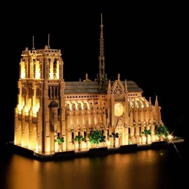 Imagem de LocoLee Kit de luz LED para Lego Notre Dame Cathedral Architecture 21061, acessórios de iluminação criativa compatíveis com Lego Paris Notre Dame 21061, sem modelos apenas luz (versão padrão)