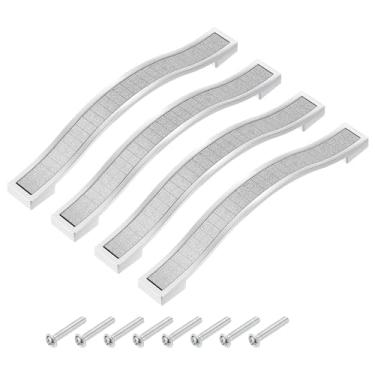 Imagem de uxcell Puxador de gaveta de armário 128 mm centros de furo liga cristal fosco tom prata 4 peças