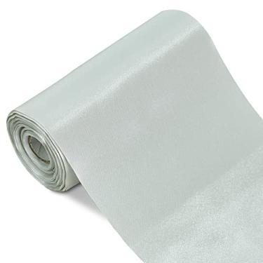 Imagem de TONIFUL Fita de cetim prateada de 15,24 cm x 21,48 m de largura, fita de tecido sólido para corte de costura, decoração de festa, cadeira, faixa de mesa, caminho de carro, arcos para ambientes internos e externos