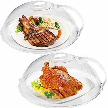 Imagem de Tampa de proteção de placa de micro-ondas com alça para respingos de alimentos