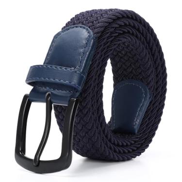 Imagem de SUOSDEY Cinto masculino trançado elástico, cinto elástico para calças jeans e cinto de golfe, Matt / azul, For 34"-38" waist