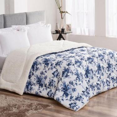 Imagem de Coberdrom Casal Queen Winter 100% Algodão 01 Peça - Floral Azul - Bord
