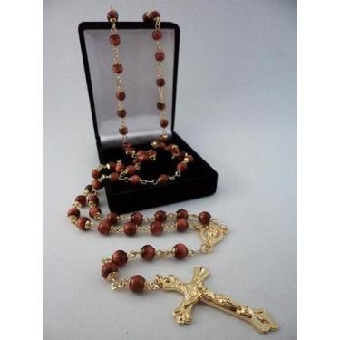 Imagem de Terço goldstone 6mm - folh. ouro - armazem