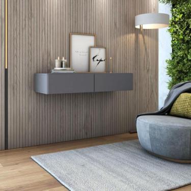 Imagem de bancada suspensa com 2 gavetas para decoração sala de estar hall de en