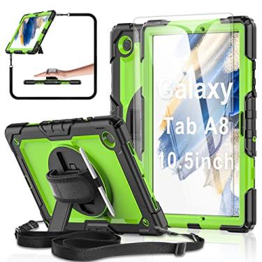 Imagem de BASE MALL Capa para Tablet Samsung Galaxy Tab A8 de 10,5" 2022 Sm-X200/X205/X207, com Protetor de Tela de Vidro Temperado] Capa Robusta de Corpo Inteiro, Suporte Giratório/Alça de Mão e Ombro/Suporte