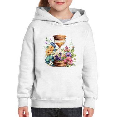 Imagem de Moletom Infantil Ampulheta Floral - Foca na Moda, Branco, 10
