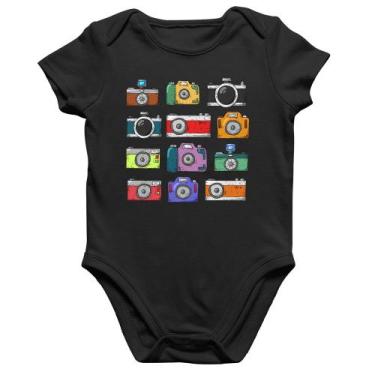 Imagem de Body Bebê Algodão Câmeras Retrô - Foca na Moda, Preto, GG