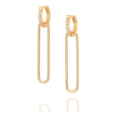 Imagem de Brinco 2 Em 1 Composto Por Argola Cravejada 526671 - ROMMANEL, Branco,