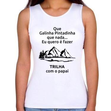 Imagem de Regata Feminina Trilha com o papai Trekking - Foca na Moda, Branco, GG