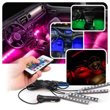 Imagem de Led Interior Carro RGB Neon Assoalho Interna Com Controle - JP2 AUTO