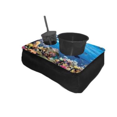 Imagem de Almofada Bandeja Pipoca Balde e 1 Copo Suede Macio e Madeira Personali