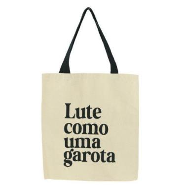 Imagem de Bolsa Ecobag  100% algodão Estampa LUTE COMO GAROTA (Alça preta) - CAR