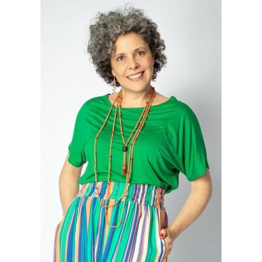 Imagem de Blusa Básica Morcego Malha Gola Canoa Manga Curta Verde Light - Amazon