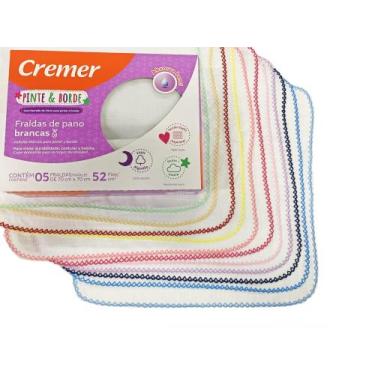Imagem de Caixa com 5 fralda pinte e borde cremer 70x70cm com crochê - Dugu, Fem