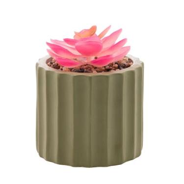 Imagem de Cachepot de Cimento com Suculenta Verde 7,5cm x 10,5cm - ROJEMAC