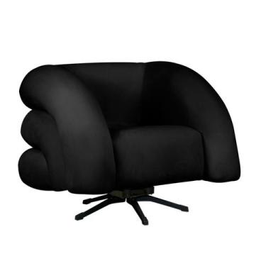 Imagem de Poltrona Decorativa Micheli Base Giratória e Balanço Veludo - Fina Mob